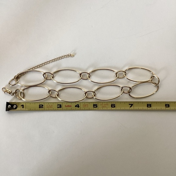 Etienne Aigner Gold Tone Loop And Ring Choker Necklace - Picture 13 of 14